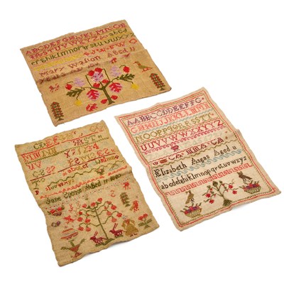 Lot 12 - THREE VICTORIAN NEEDLEWORK SAMPLERS