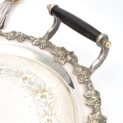 Lot 325 - A LARGE SILVER-PLATED TWO-HANDLED TRAY