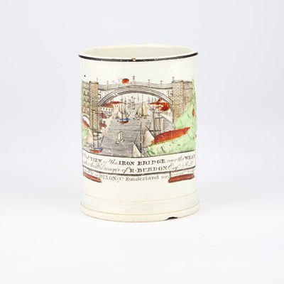 Lot 120 - A 19TH CENTURY SUNDERLAND POTTERY FROG MUG BY DIXON & CO