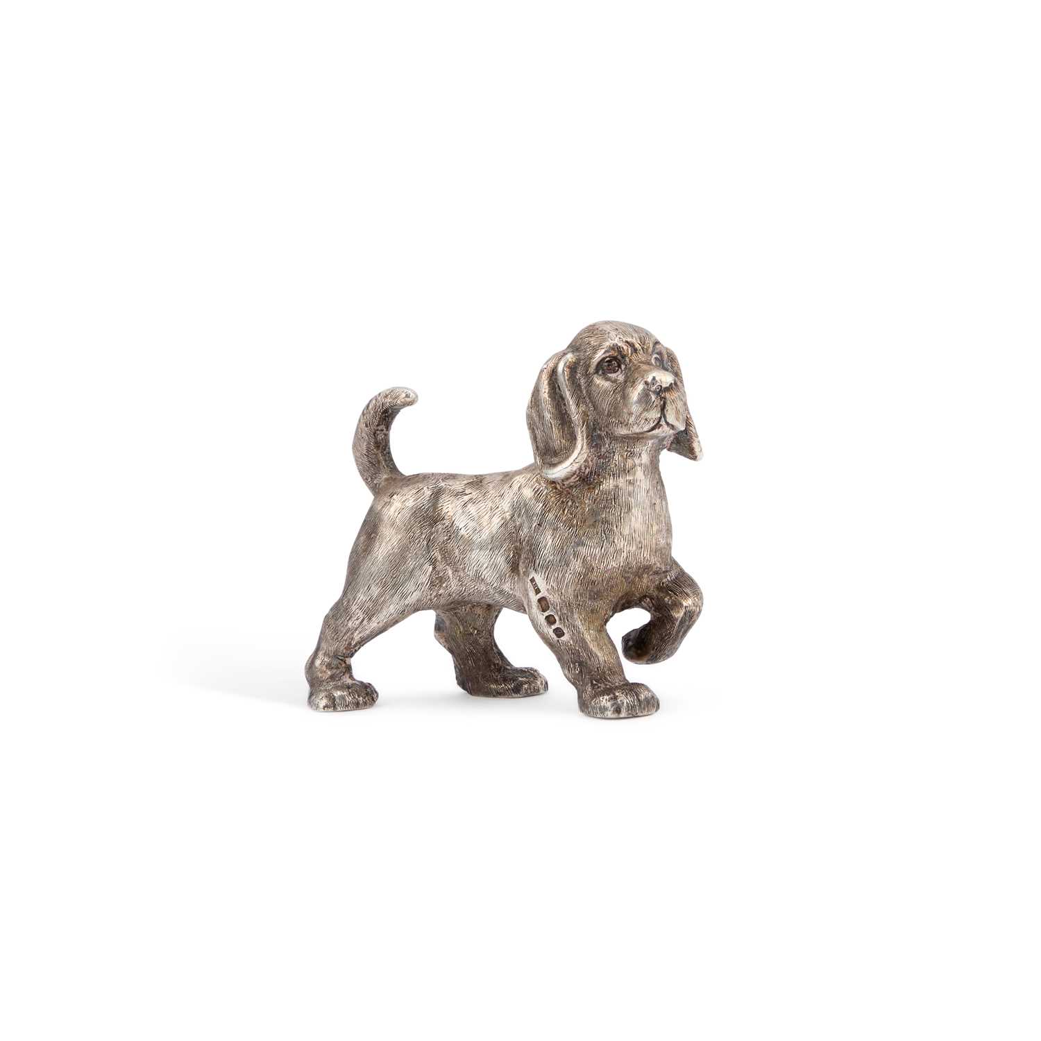 Lot 243 - AN ELIZABETH II HEAVY SILVER MODEL OF A DOG