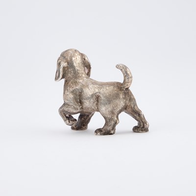 Lot 243 - AN ELIZABETH II HEAVY SILVER MODEL OF A DOG