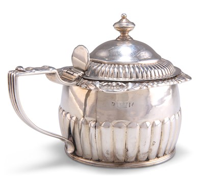 Lot 1102 - A GEORGE III SILVER MUSTARD POT