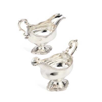 Lot 380 - A FINE PAIR OF EARLY GEORGE III SILVER SAUCEBOATS