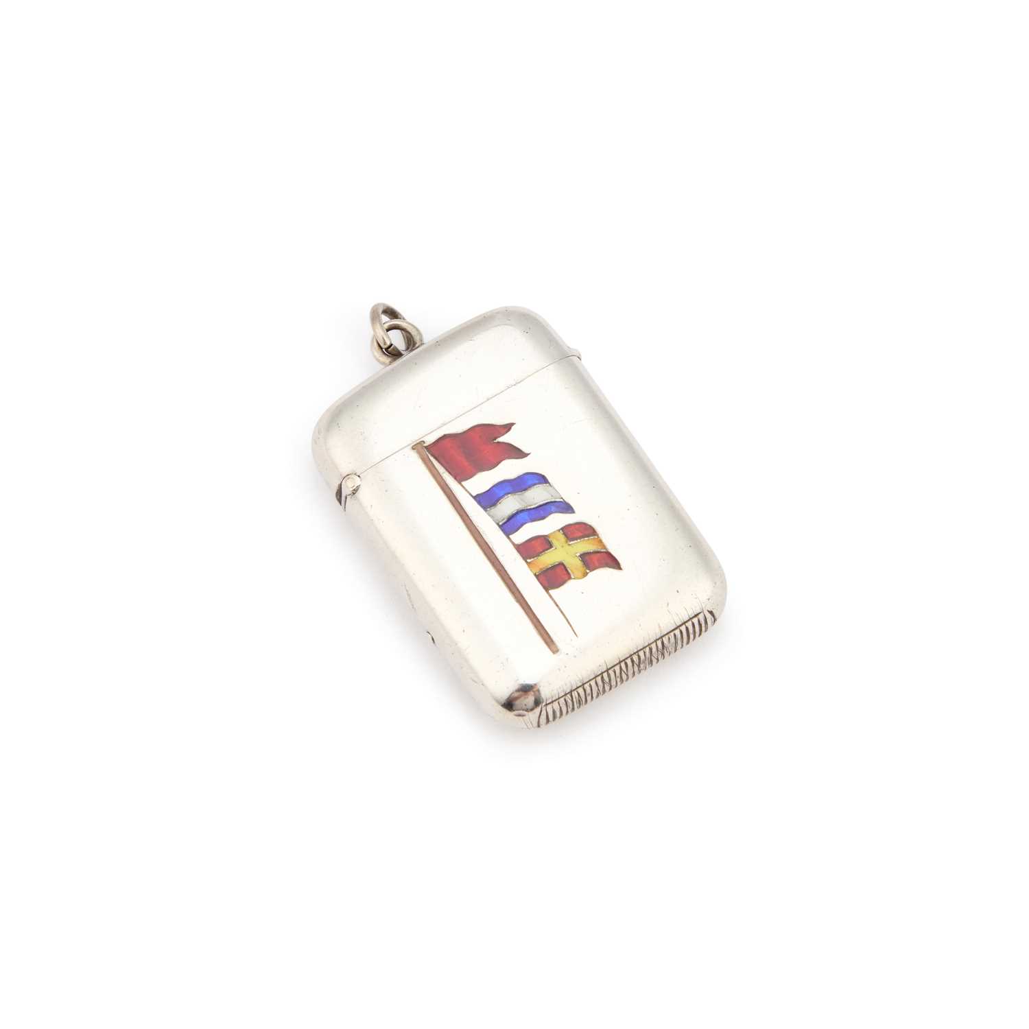 Lot 324 - A VICTORIAN SILVER AND ENAMEL VESTA CASE