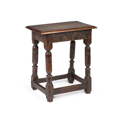 Lot 784 - AN OAK JOINED STOOL, LATE 17TH CENTURY