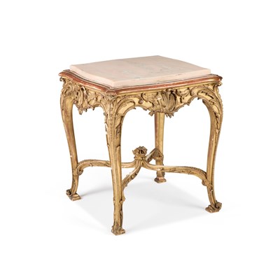 Lot 799 - A MARBLE-TOPPED GILTWOOD OCCASIONAL TABLE, IN 18TH CENTURY STYLE