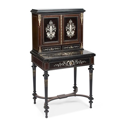 Lot 777 - A NAPOLEON III INLAID AND EBONISED BONHEUR-DU-JOUR