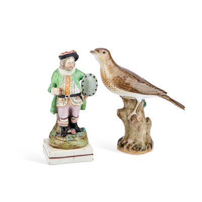 Lot 113 - A MEISSEN MODEL OF A BIRD AND A 19TH CENTURY STAFFORDSHIRE FIGURE OF FALSTAFF