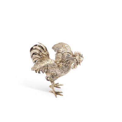 Lot 184 - A GERMAN SILVER MODEL OF A COCKEREL