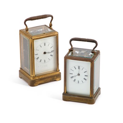 Lot 404 - TWO 8 DAY CARRIAGE CLOCKS