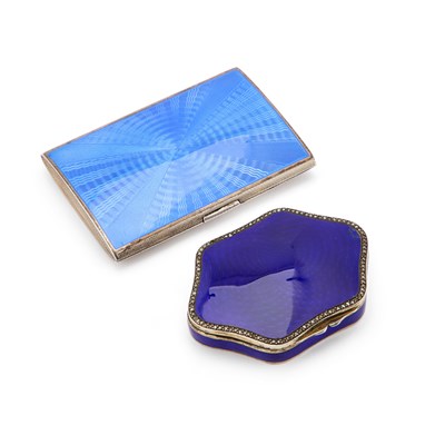 Lot 266 - A SILVER-GILT, ENAMEL AND PEARL BOX TOGETHER WITH A SILVER AND ENAMEL CIGARETTE CASE