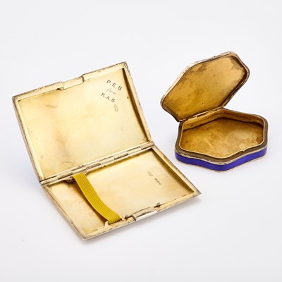 Lot 266 - A SILVER-GILT, ENAMEL AND PEARL BOX TOGETHER WITH A SILVER AND ENAMEL CIGARETTE CASE
