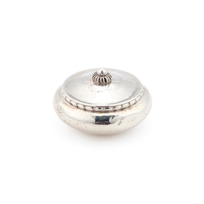 Lot 158 - GEORG JENSEN: A DANISH SILVER BOX AND COVER