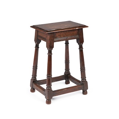 Lot 787 - A 17TH CENTURY STYLE OAK JOINED STOOL