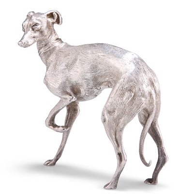 Lot 1181 - AN ELIZABETH II CAST SILVER MODEL OF A GREYHOUND