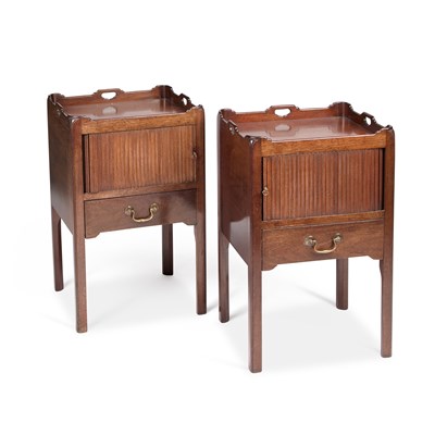 Lot 743 - A PAIR OF GEORGE III STYLE MAHOGANY POT CUPBOARDS