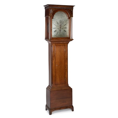 Lot 727 - A GEORGE III SCOTTISH OAK EIGHT-DAY LONGCASE CLOCK, BY RANKIN OF OLD CUMNOCK, CIRCA 1770