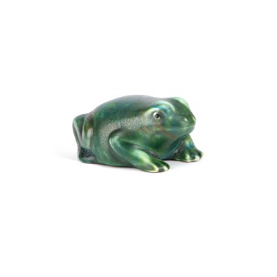 Lot 366 - A CLEWS GREEN-GLAZED POTTERY MODEL OF A FROG