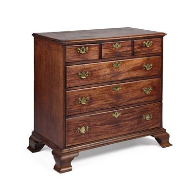 Lot 809 - A GEORGE III MAHOGANY CHEST OF DRAWERS