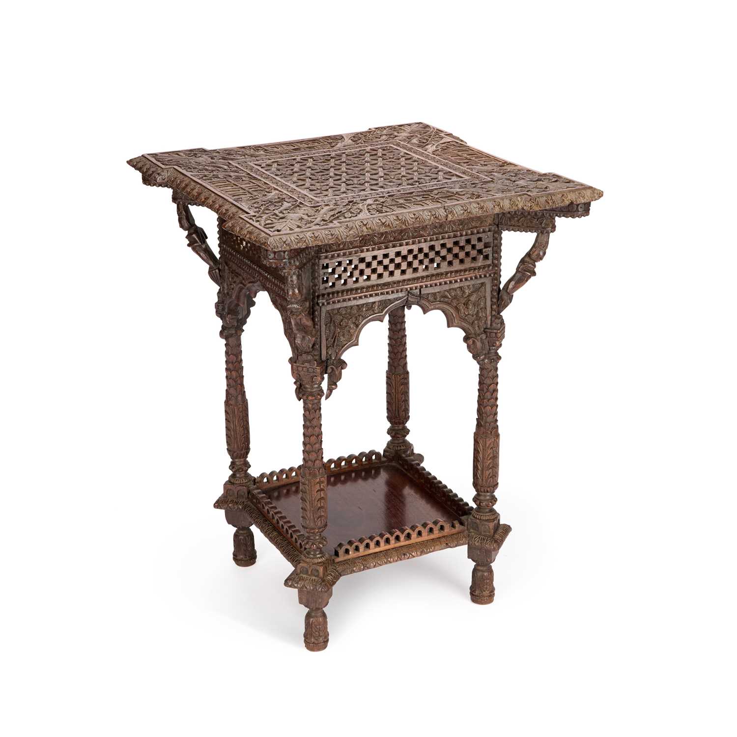 Lot 1323 - TWO 19TH CENTURY ANGLO-INDIAN CARVED TABLES