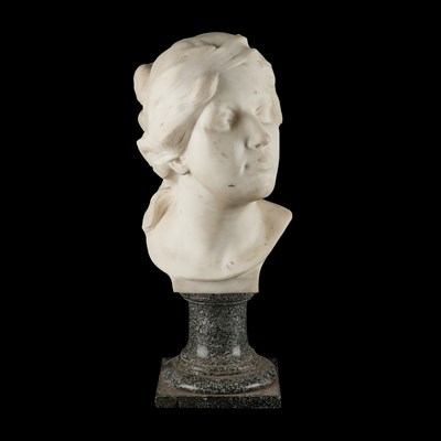 Lot A MARBLE BUST OF A YOUNG WOMAN BY JULES HERBAYS