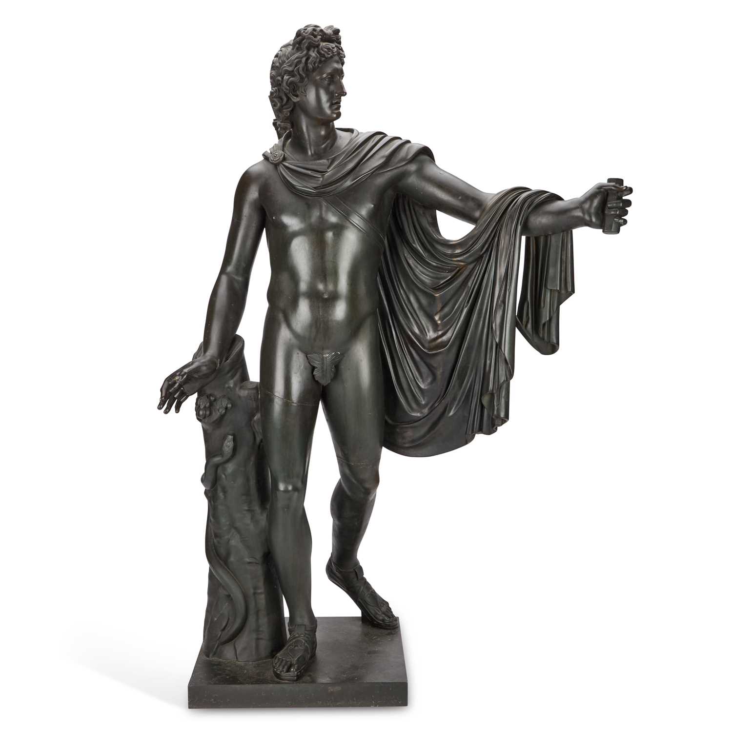 Lot A 19TH CENTURY ITALIAN BRONZE FIGURE OF THE APOLLO BELVEDERE BY PIETRO CHIAPPARELLI