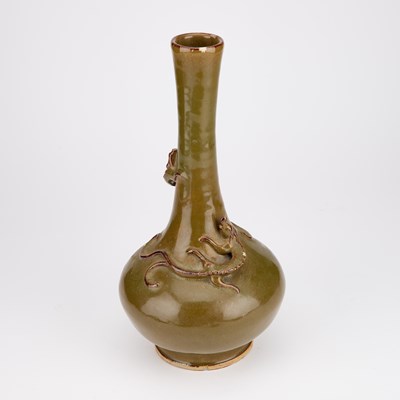 Lot A CHINESE TEA-DUST GLAZED BOTTLE-SHAPED VASE