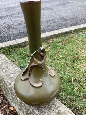 Lot A CHINESE TEA-DUST GLAZED BOTTLE-SHAPED VASE