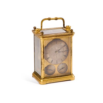 Lot 720 - A FRENCH GILT-BRASS REPEATING CARRIAGE ALARM CLOCK, LATE 19TH CENTURY