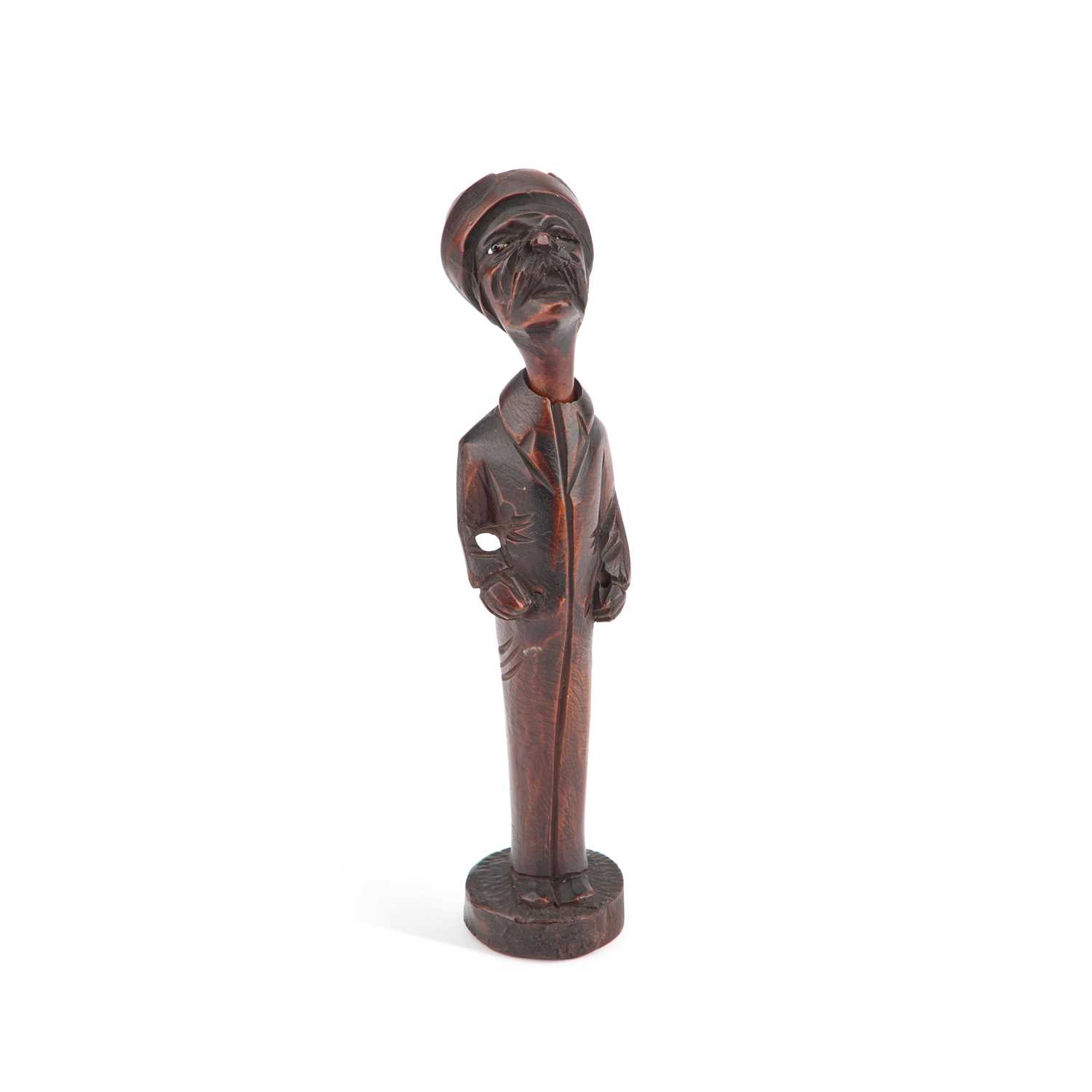 Lot 1346 - A 19TH CENTURY FIGURAL TREEN PIPE HOLDER