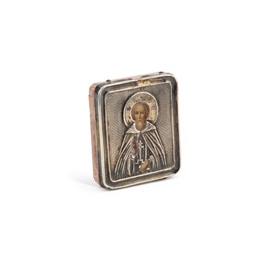 Lot 154 - A RUSSIAN SILVER-MOUNTED ICON