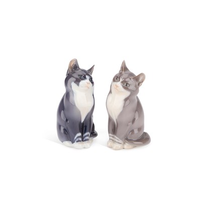 Lot 70 - TWO ROYAL COPENHAGEN MODELS OF CATS