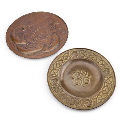 Lot 221 - TWO ARTS AND CRAFTS COPPER CHARGERS