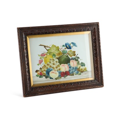 Lot 74 - A FRUIT-PAINTED PORCELAIN PANEL BY WILLIAM RAYWORTH