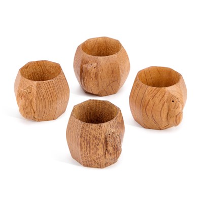 Lot 800 - ROBERT THOMPSON OF KILBURN, FOUR MOUSEMAN OAK NAPKIN RINGS