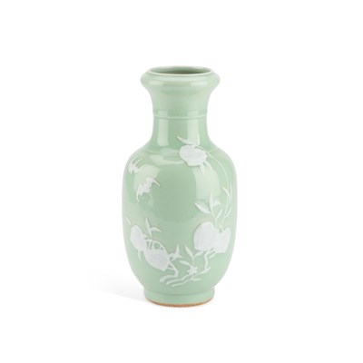 Lot A CHINESE SLIP-DECORATED CELADON VASE