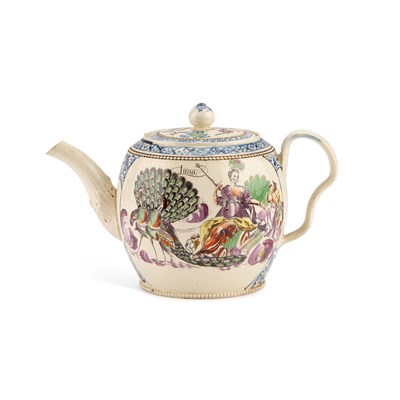 Lot 61 - A CREAMWARE TEAPOT AND COVER, CIRCA 1770-80