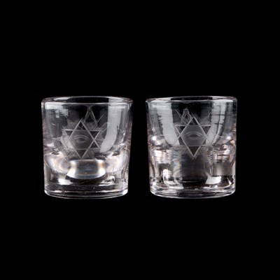 Lot 12 - A PAIR OF 19TH CENTURY MASONIC DECEPTIVE FIRING GLASSES