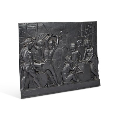 Lot AFTER ALBERT-ERNEST CARRIER BELLEUSE, A LARGE CAST IRON PLAQUE, ALLEGORY OF INDUSTRY