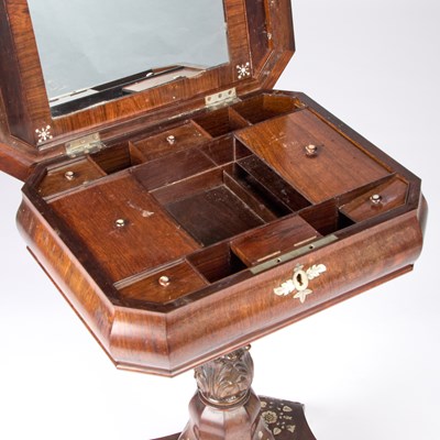 Lot A 19TH CENTURY CONTINENTAL MOTHER-OF-PEARL INLAID ROSEWOOD WORK TABLE