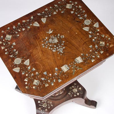 Lot A 19TH CENTURY CONTINENTAL MOTHER-OF-PEARL INLAID ROSEWOOD WORK TABLE