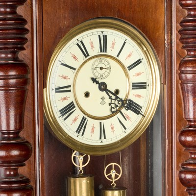 Lot 1252 - A GUSTAV BECKER WALNUT VIENNA WALL CLOCK, LATE 19TH CENTURY