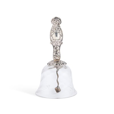 Lot 556 - A VICTORIAN SILVER-MOUNTED GLASS BELL