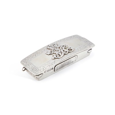 Lot 404 - MILITARY INTEREST: AN EDWARDIAN SILVER TABLE VESTA BOX