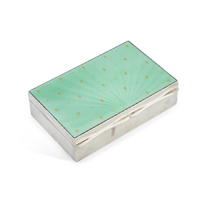 Lot 312 - A GEORGE VI SILVER AND ENAMEL CIGARETTE BOX