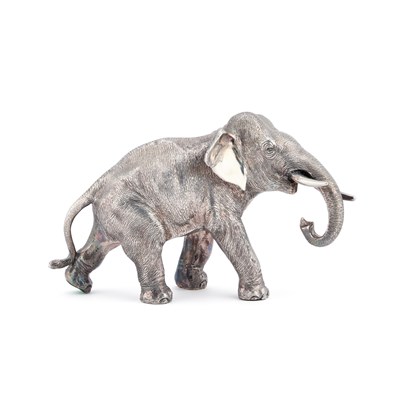 Lot 305 - A LARGE ELIZABETH II SILVER MODEL OF AN ELEPHANT