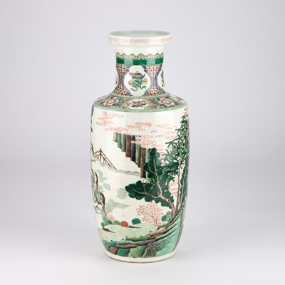 Lot A LARGE CHINESE FAMILLE VERTE ROULEAU VASE