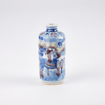 Lot A CHINESE COPPER-RED AND UNDERGLAZE BLUE SNUFF BOTTLE