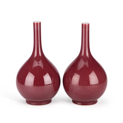 Lot 135 - A PAIR OF CHINESE LANGYAO VASES