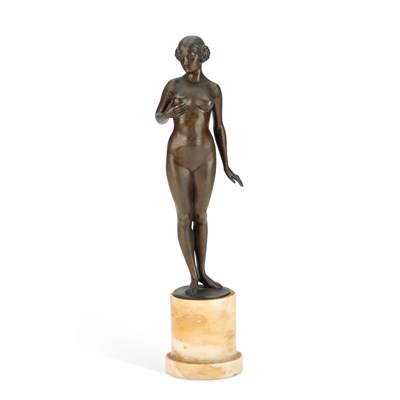 Lot 670 - EUGENE WAGNER (GERMAN 1871-1942), A BRONZE NUDE